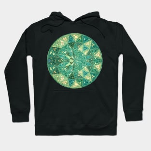 Green Mandala with Abstract Flower Triangle Pattern Hoodie
